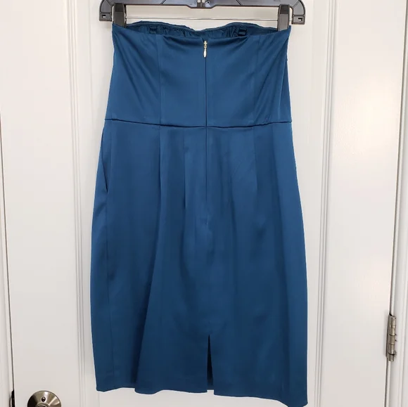 Express satin strapless dress teal size 6 - Picture 2 of 3